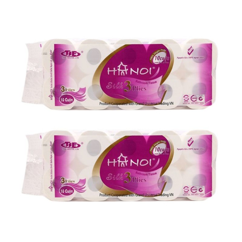 COMBO 2 BỊCH GIẤY VỆ SINH HÀ NỘI 3 LỚP SIÊU DAI 1.6KG