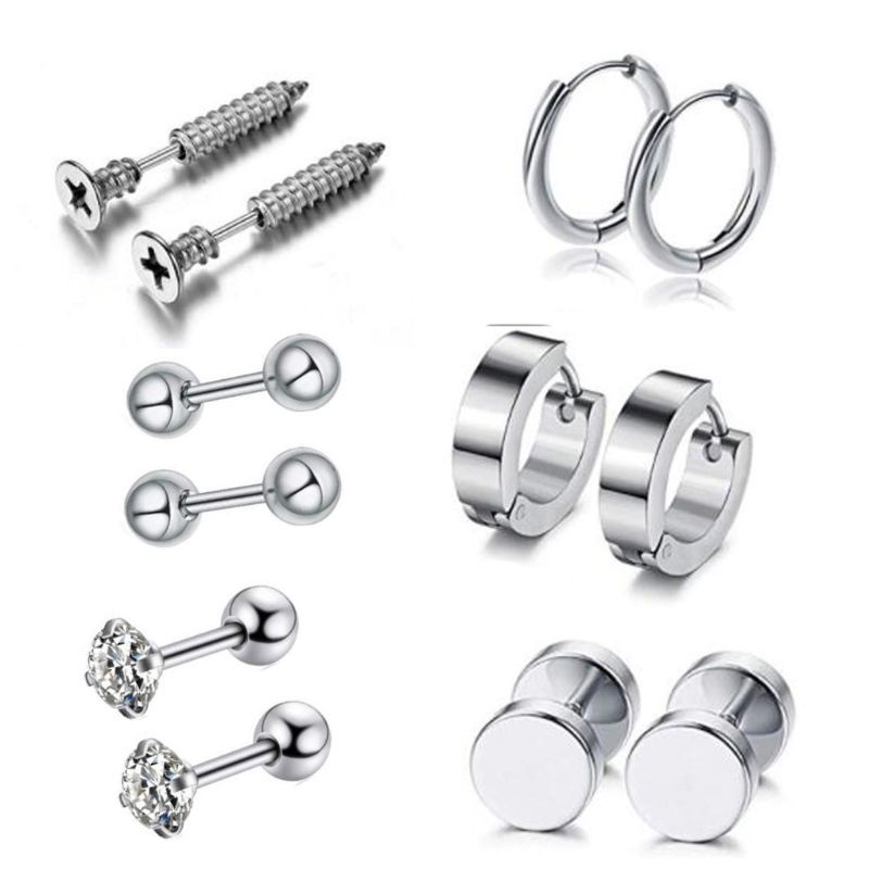 Set 12 khuyên tai bằng thép không gỉ cá tính
