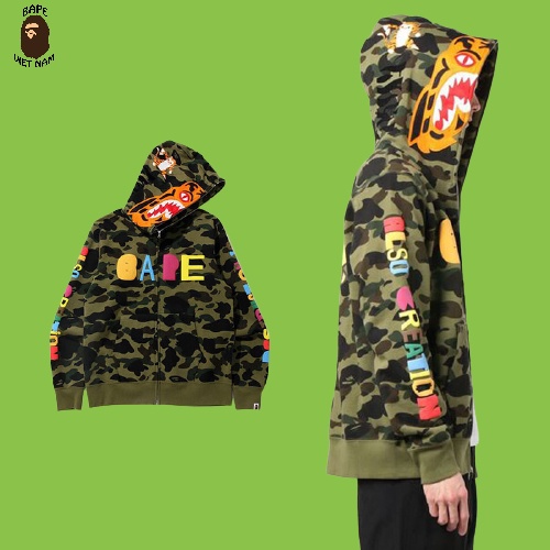 Áo Hoodie Jacket Bape Shark Tiger x ReadyMade fullzip SS2021, 100% Cotton, 2 màu Camo Bape Việt Nam