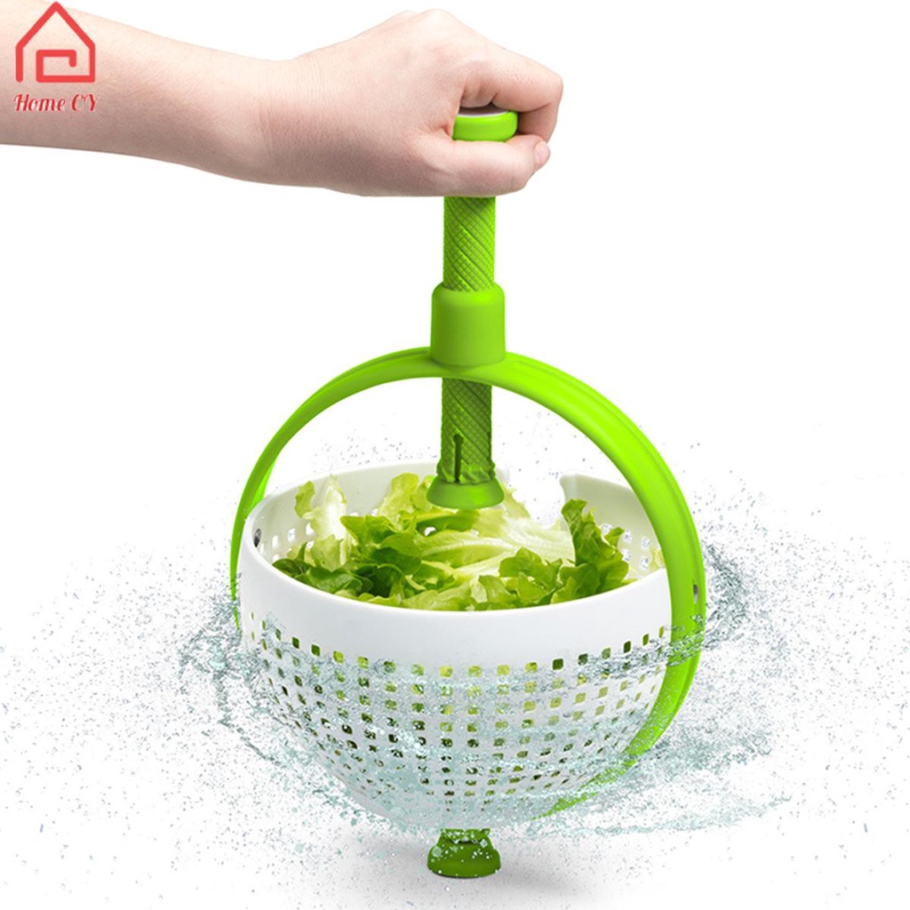 Bộ Rổ Quay Làm Ráo Nước Rau Củ Quả  Đa Năng Có Tay Cầm Xoay Làm bằng Nhựa Tiện Dụng Cho Nhà Bếp