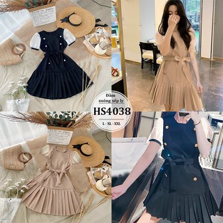 ĐẦM SUÔNG XẾP LY HS4038 -NUDE,ĐEN-L,XL,XXL