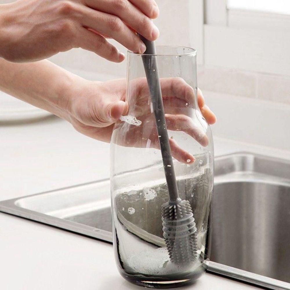 Cọ Rửa Chai Lọ Bằng Silicone Tay Cầm Dài Xoay 360 Độ Đa Năng