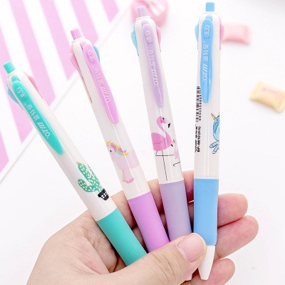 bút bi bấm hoa quả quả bơ BBB3 hồng hạc ngựa thần xương rồng