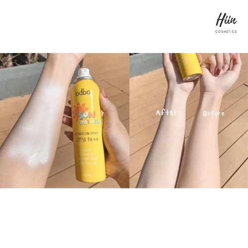 Xịt chống nắng body nâng tone da Odbo Sun Smiles Thái Lan chống nắng, chống thấm nước, không lộ vân kem SPF 50 PA++