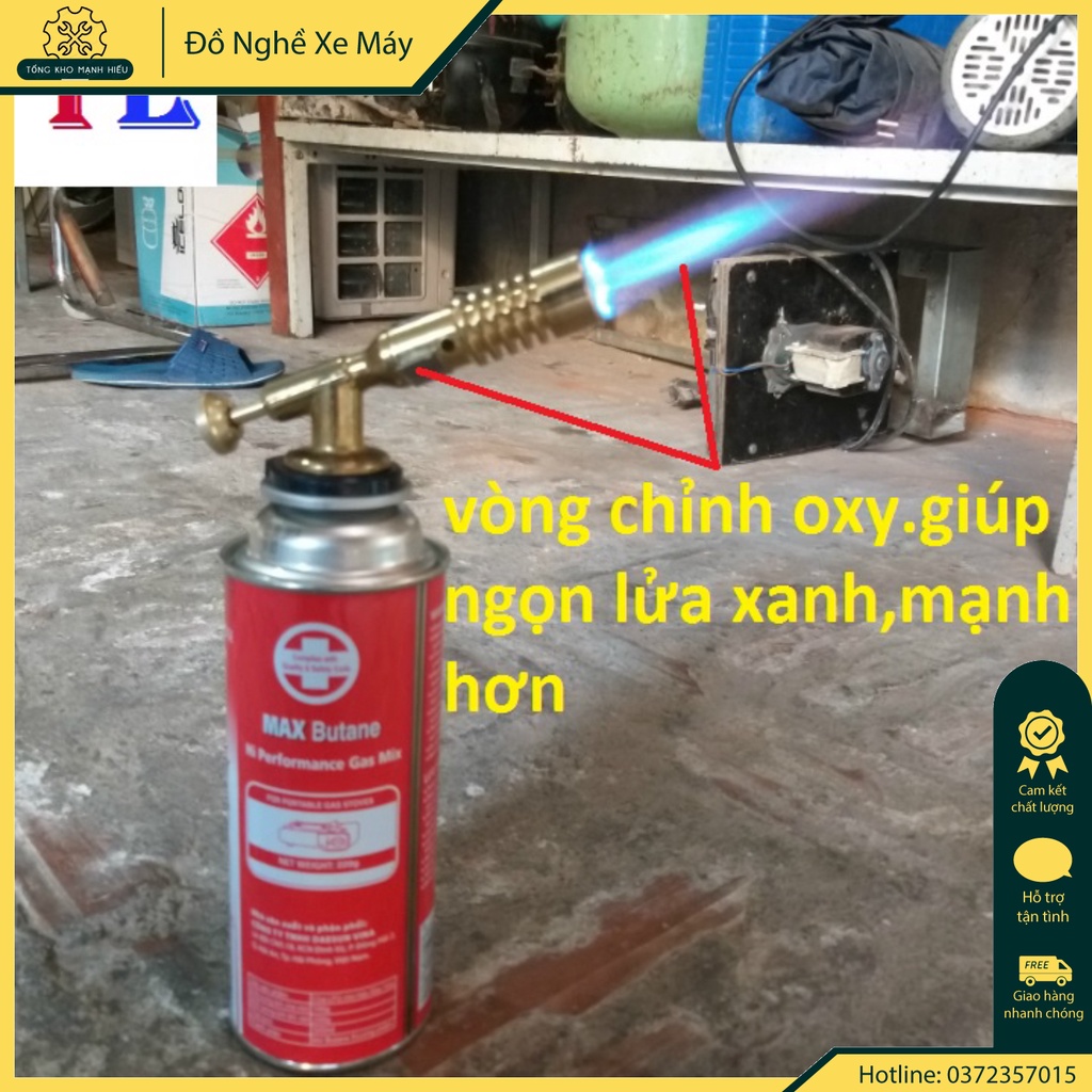 Đèn khò gas 1300 độ bằng đồng nguyên khối độ bền cao, đèn khò ga mini cao cấp - Hàng có sẵn