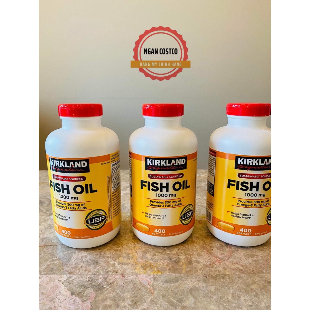 [HÀNG MỸ CHÍNH HÃNG] Viên Uống Dầu Cá Kirkland Fish Oil Omega3 1000mg 400 Viên