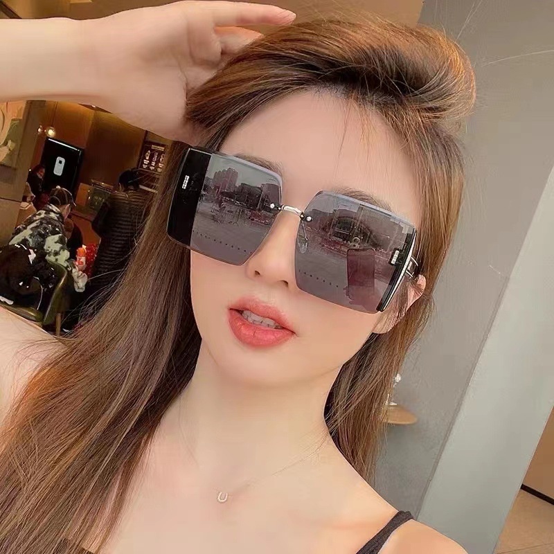 (HENGHA) Kính Râm Thời Trang Hàn Quốc Không Gọng Dáng Vuông Màu Gradient Thiết Kế Mới