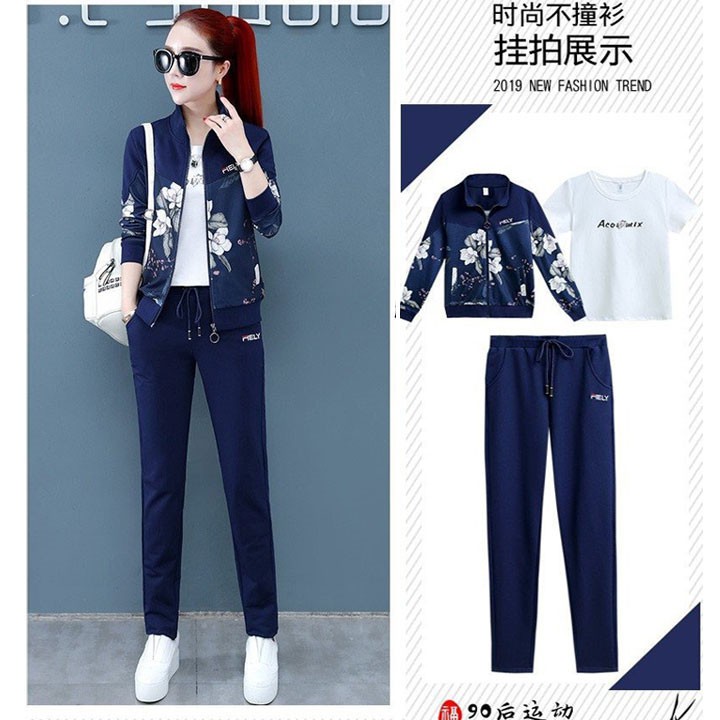 [Cao cấp] Bộ đồ thể thao áo khoác in hoa TT445 [HÀNG CHUẨN SHOP] | BigBuy360 - bigbuy360.vn