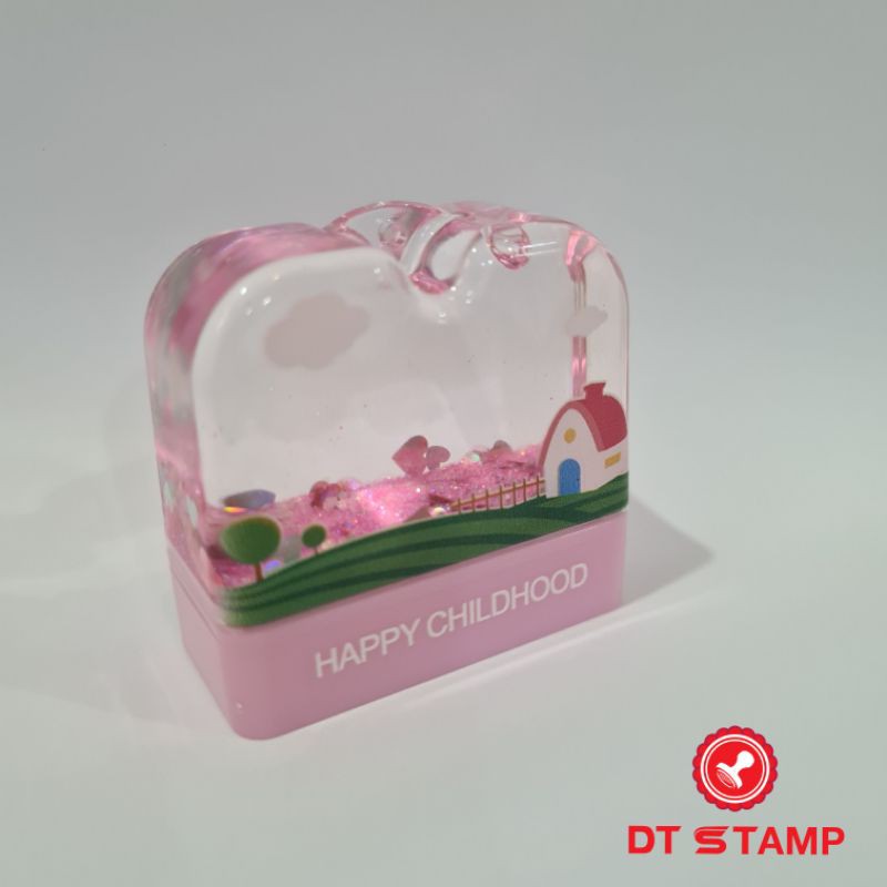 Con dấu HAPPY CHILDHOOD - Dấu tên cá nhân phong cách cute, siêu dễ thương. Kích thước 38x14mm. Chỉ đóng được lên giấy.