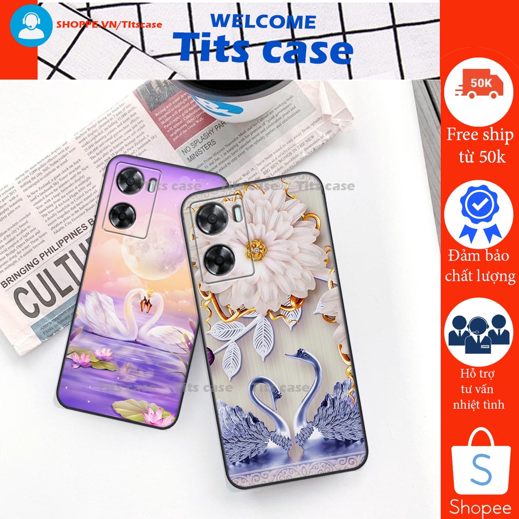 Ốp lưng Oppo A57 2022 / A77 4G / A77S Bảo vệ camera  in hình thiên nga,hoa may mắn, đặc sắc ĐỘC - LẠ - BỀN