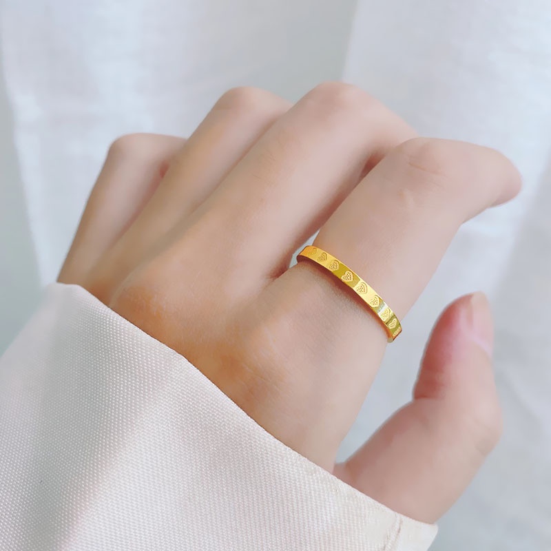Nhẫn Thép Titan Mạ Vàng 18k Không Phai Màu Dành Cho Cặp Đôi
