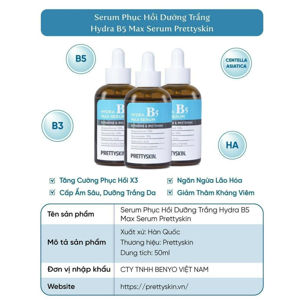 Serum B5 phục hồi, tinh chất dưỡng trắng da Hydra B5 Max Serum Repairing Whitening Prettyskin 50ml | BigBuy360 - bigbuy360.vn