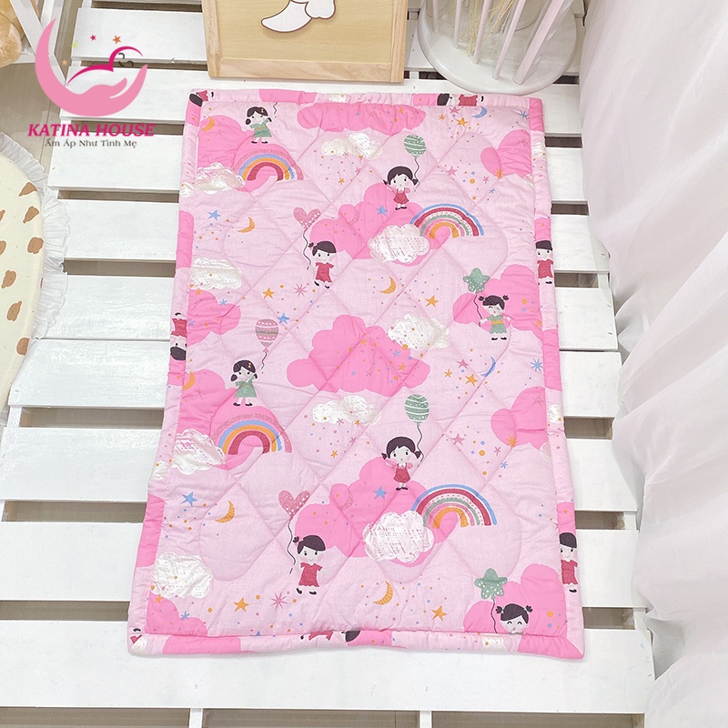 Nệm cho bé đi học mầm non 80x120cm, vải Cotton Satin Hàn Quốc mềm mát, thấm hút tốt, nhiều họa tiết đáng yêu