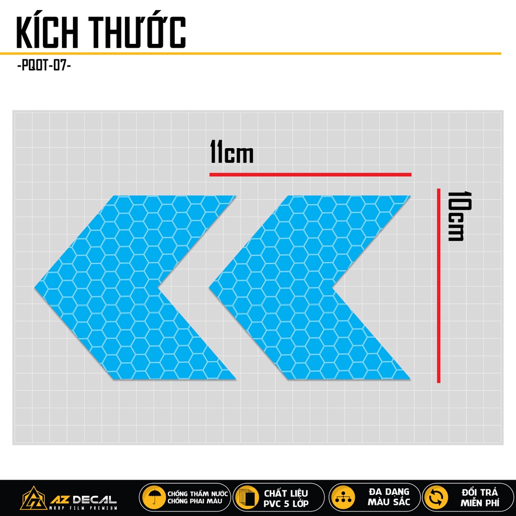 Tem Phản Quang Ô Tô Hình Mũi Tên | PQOT-07 | Decal Dán Cản Sau Sườn Cửa Xe Hơi Oto Chống Nước Bền Màu