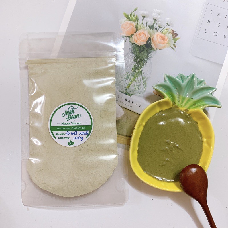 Túi 100g Bột đất sét xanh Handmade giàu khoáng chất làm sạch, thông thoáng, giảm mụn hiệu quả