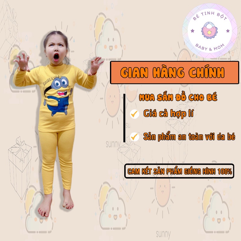 Bộ Thun Dài Tay Cho Trẻ Em In Hình Minion Chất Vải Cotton Mềm Mịn