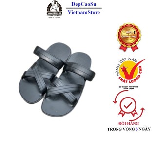 Dép cao su Nam Nữ 3 quai chéo màu đen
