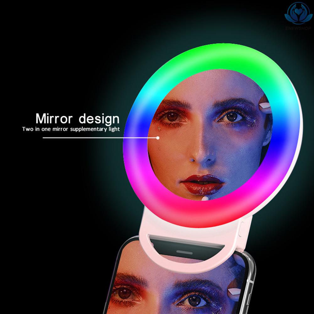 Đèn Led Tròn Mini Rgb Có Kẹp Gắn Điện Thoại Kèm Gương Và Đèn Có Thể Sạc Lại Tiện Dụng | BigBuy360 - bigbuy360.vn