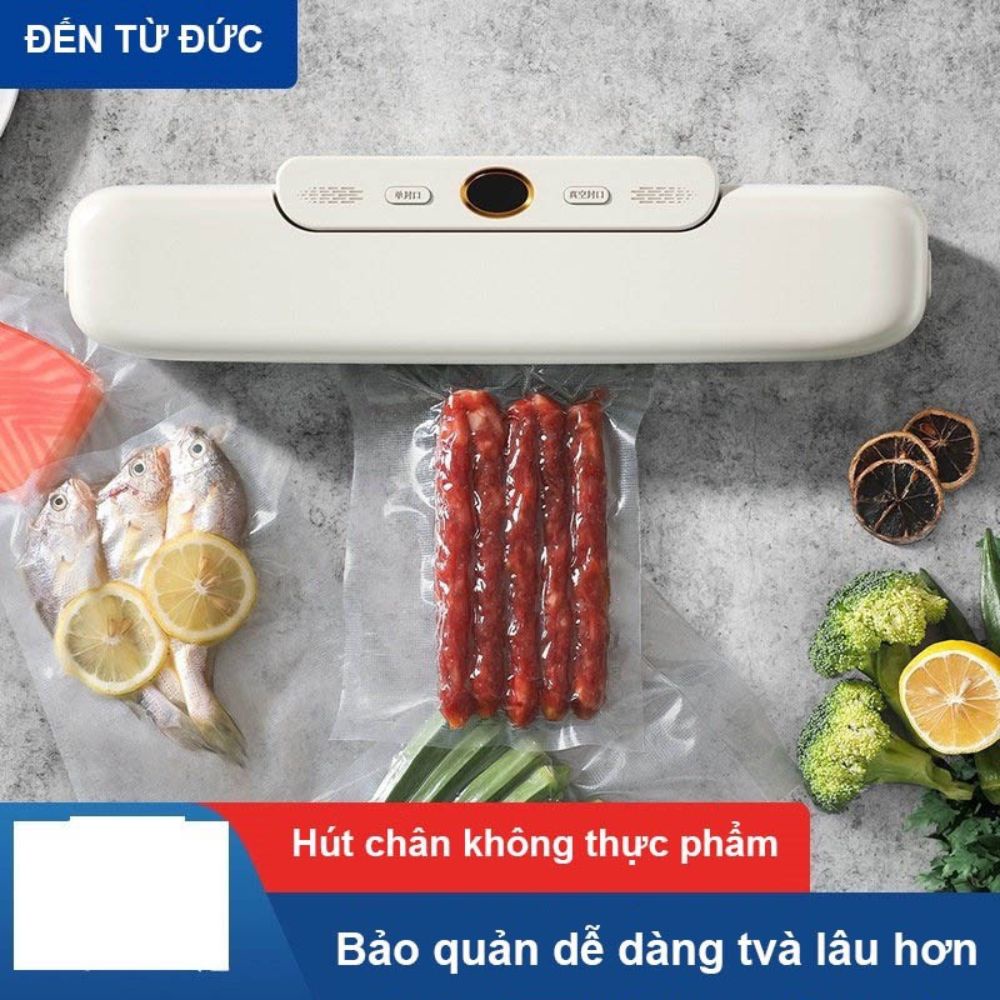 Máy hút chân không thực phẩm kèm hàn miệng túi, máy hút chân không mini Tặng kèm 10 túi hút chân không