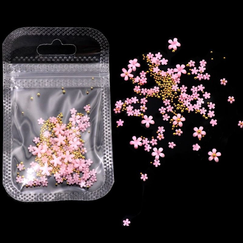 Phụ Kiện Trang Trí Móng Hình Hoa 3D Màu Vàng/Bạc/Đen