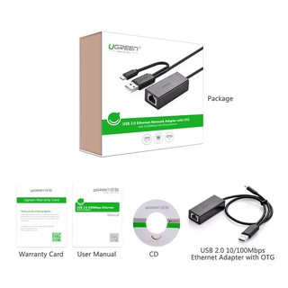Bộ Chuyển Micro USB & USB 2.0 ra LAN Cao Cấp UGREEN