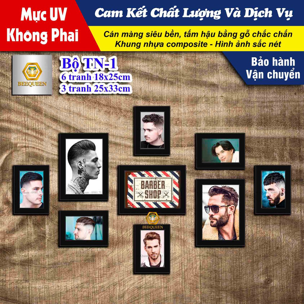 Bộ 9 Khung Tranh Trang Trí Quán Tóc Barbershop | TN1