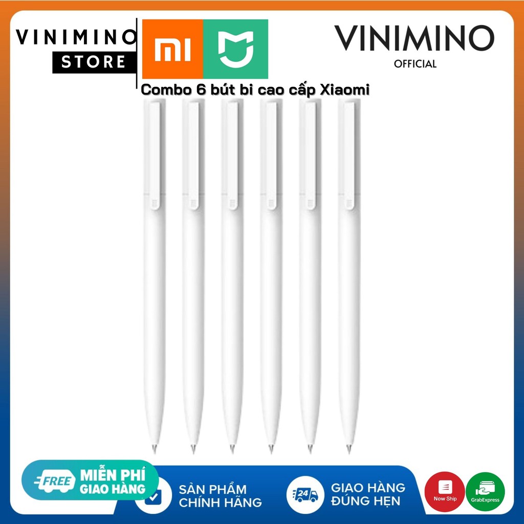 Combo 6 bút bi cao cấp Xiaomi - Bút Trắng [Mực Gel Đen] | Vinimino
