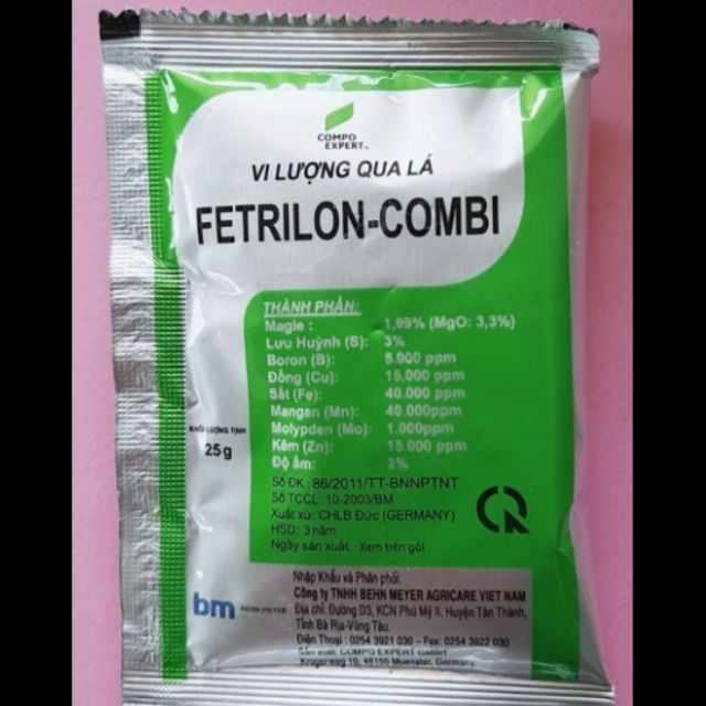 Phân Bón Lá Vi Lượng Fetrilon Combi Gói 25gram  ngăn rụng quả non, vàng lá