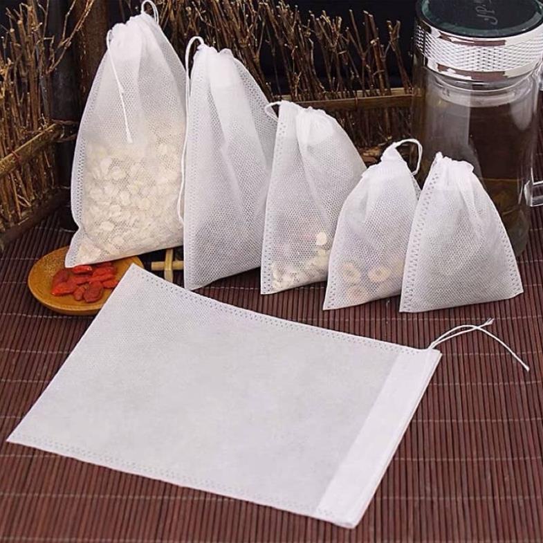 Túi lọc trà, cà phê , thảo dược bằng vải không dệt có dây KT 13x18cm