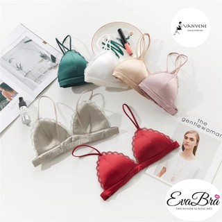 Áo lót bralette vải satin viền ren mềm mại đệm mỏng nhẹ nhàng thoáng khí size s m l b066