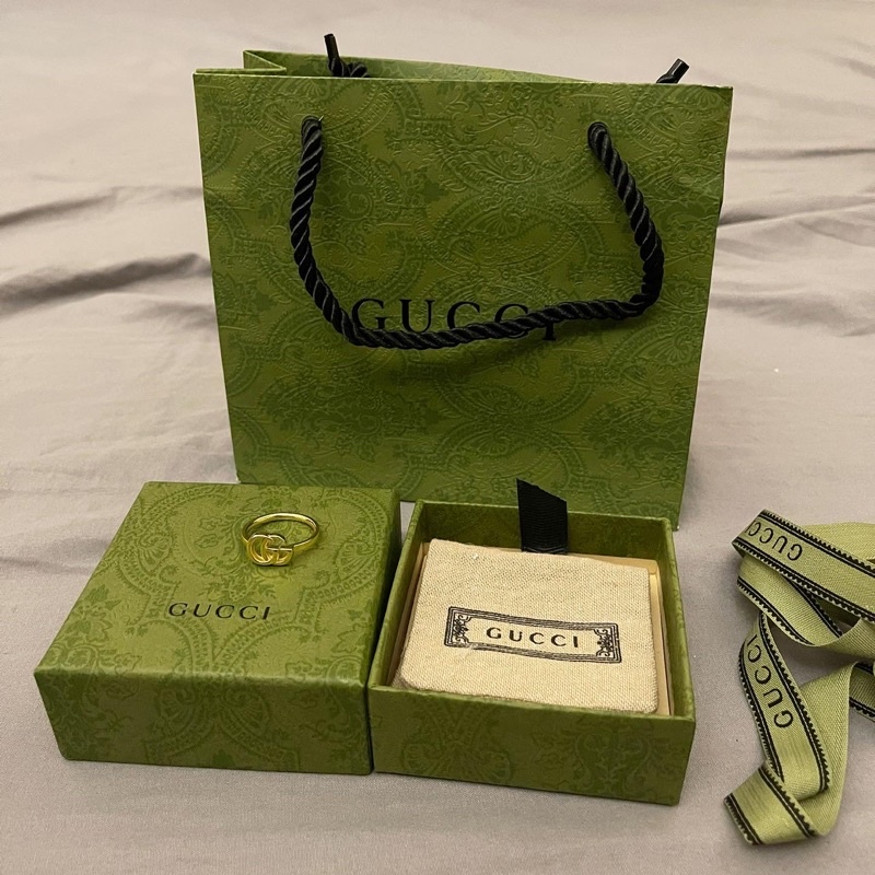 Ảnh thật Nhẫn .Gucci. GG vàng kim 1:1 full box