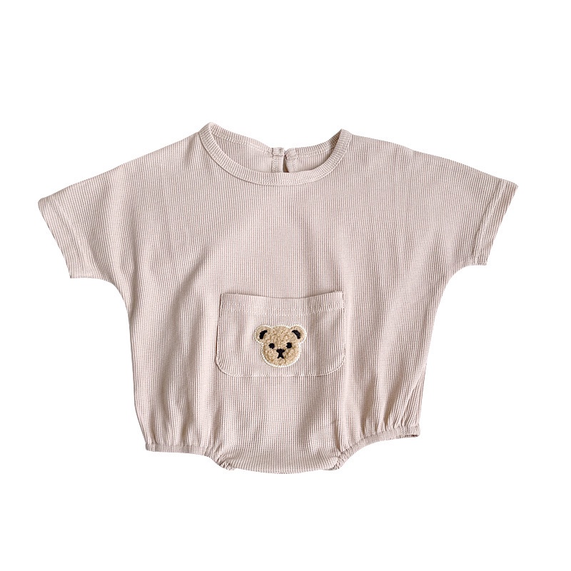 Áo Liền Quần Tay Cánh Dơi In Hình Gấu Dễ Thương Thời Trang Mùa Hè Cho Bé Sơ Sinh