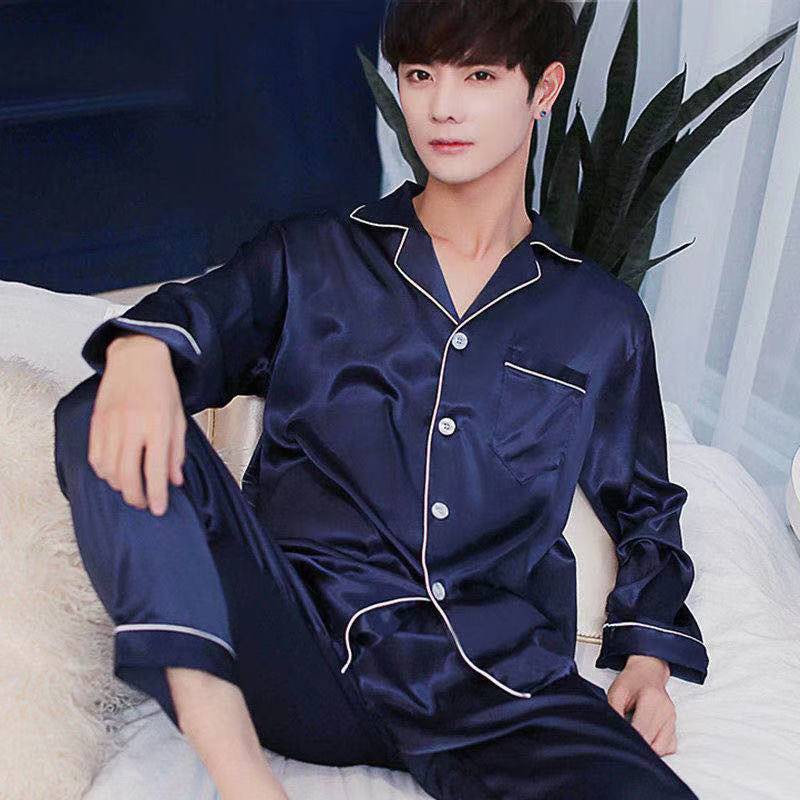 Bộ ngủ lụa Pijama nam màu trơn chất siêu đẹp (Hàng có sẵn)12AB214