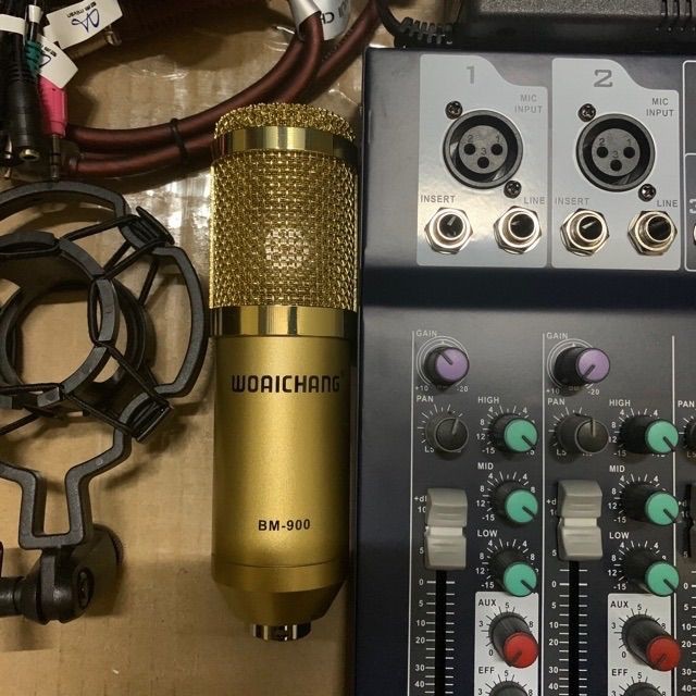 TRỌN BỘ THU ÂM MIC BM900- BÀN TRỘN ÂM THANH MIXER YAMAHA F4 USB - tặng kèm tai MDX 450