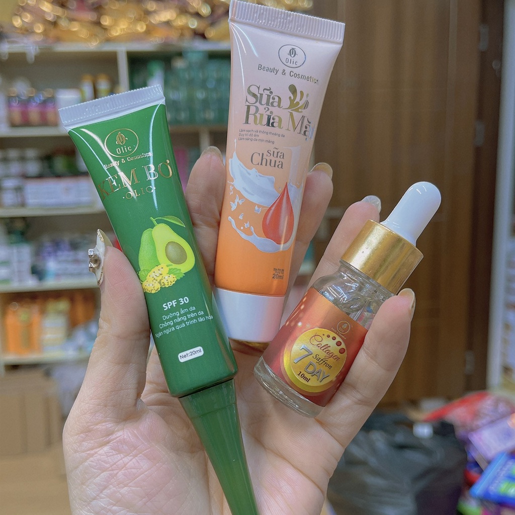 Combo Tái Sinh Làn Da Olic Kem Bơ Olic + Serum 7Day Collagen saffon + Sữa Rửa Mặt Sữa Chua Olic