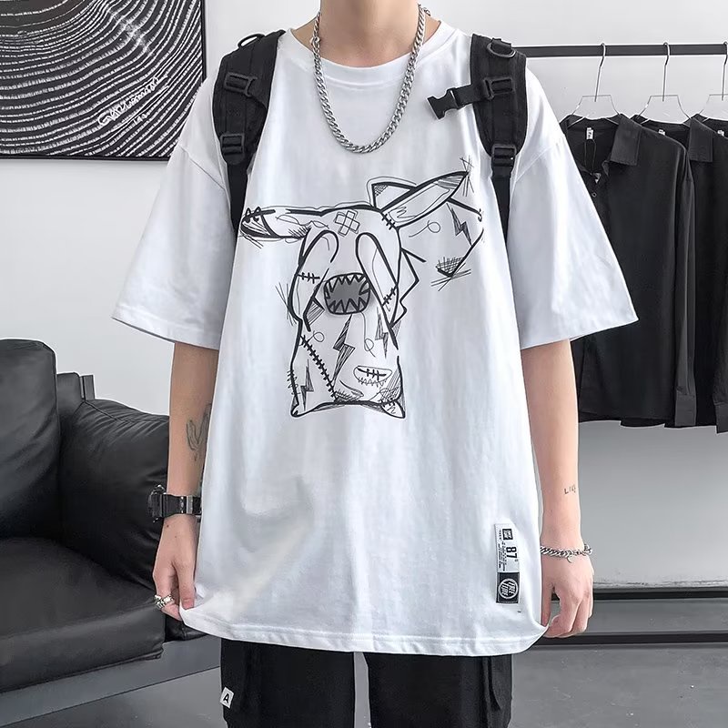 Áo Thun Dáng Rộng In Họa Tiết Hoạt Hình Phong Cách Hàn Quốc Thời Trang Mùa Hè Cho Nam Và Nữ size M-8XL