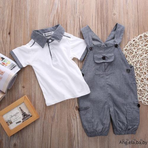 Bộ đồ gồm áo thun và quần yếm xinh xắn cho bé trai