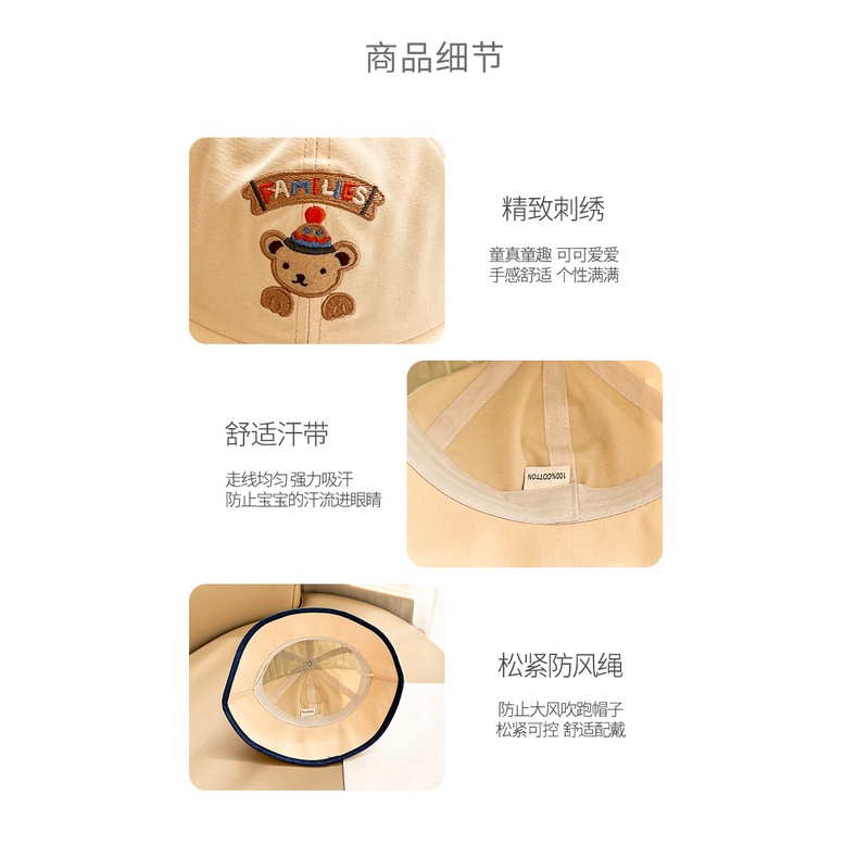 Mũ Bucket Thêu Họa Tiết Hoạt Hình Dễ Thương Thời Trang Mùa Xuân Cho Bé Trai Và Gái