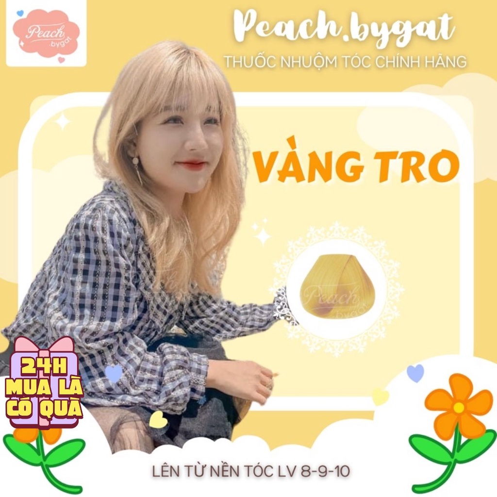 Thuốc Nhuộm tóc VÀNG TRO cần thuốc tẩy tóc của Peach.bygat