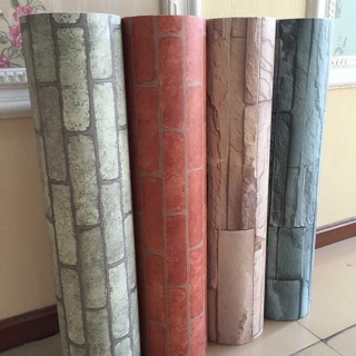 Giấy dán tường gạch xám cuộn 60cm x 10m