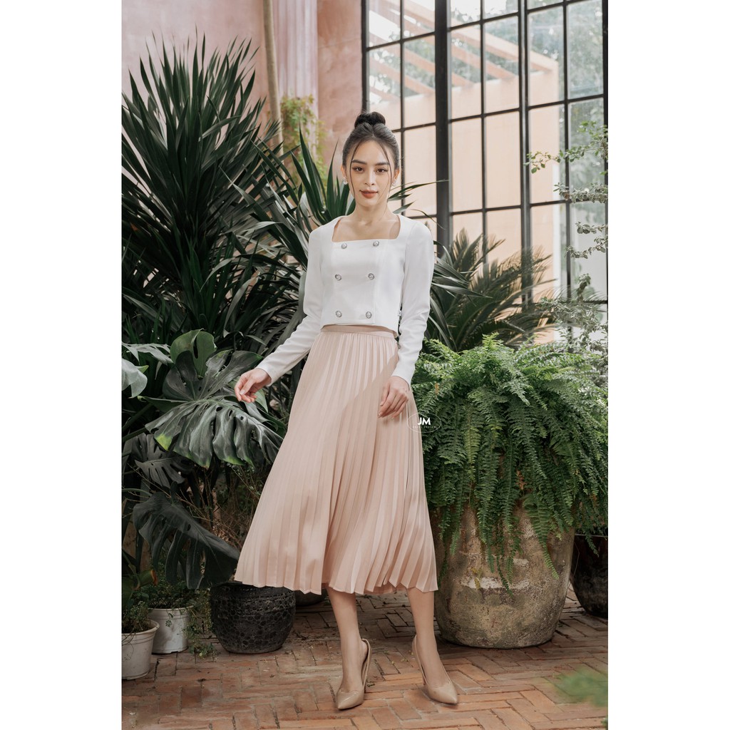 Áo dáng croptop JM DESIGN cổ vuông 2 hàng cúc A03525