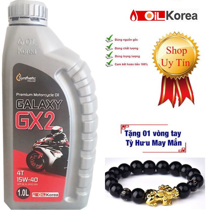Nhớt xe máy số Galaxy GX2 Hàn Quốc cao cấp - 1000ml - Tặng vòng tay tì hưu