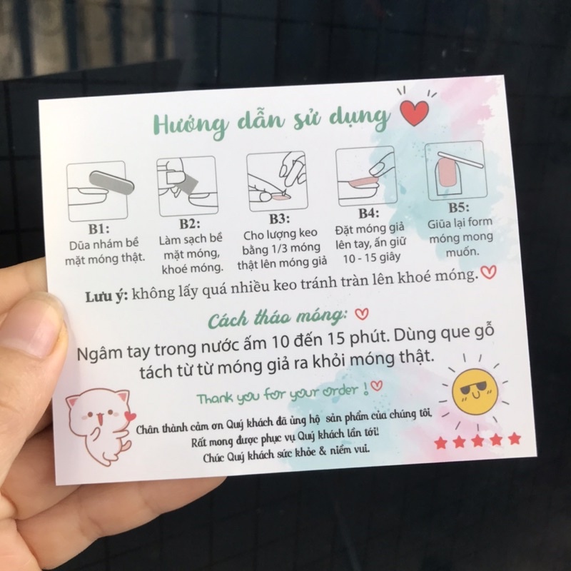 Nhãn mác tag gắn móng giả, nail giả, 50 nhãn bìa cứng Kích thước 9x11cm   MẪU 8