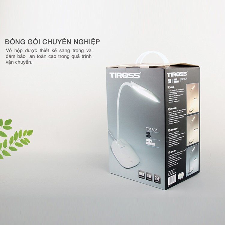 [FREESHIP] Đèn bàn led chống cận 6W 3 màu ánh sáng TIROSS TS1804 - Hàng chính hãng, bảo hành 12 tháng