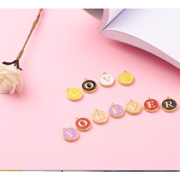 1 Mặt Dây Chuyền Hợp Kim Hai Mặt Hình Chữ Cái DIY