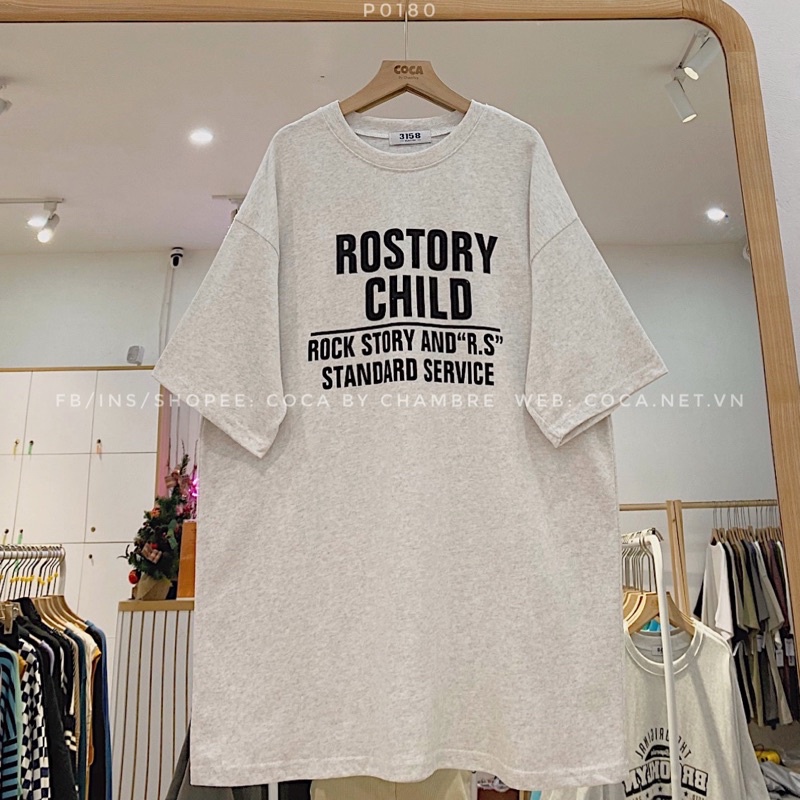 [P0180]🤎 Áo thun cotton mặt lông dày in chữ ROSTORY CHILD form rộng bảng 8 màu vintage (Có sẵn/ảnh thật)