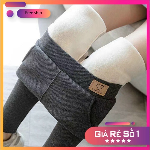 Quần Legging Gân Tăm Cao Cấp Lót Lông Mịn Giữ Nhiệt Cực Ấm Cạp Cao Gen Bụng Có Túi Tôn Dáng Co Giãn
