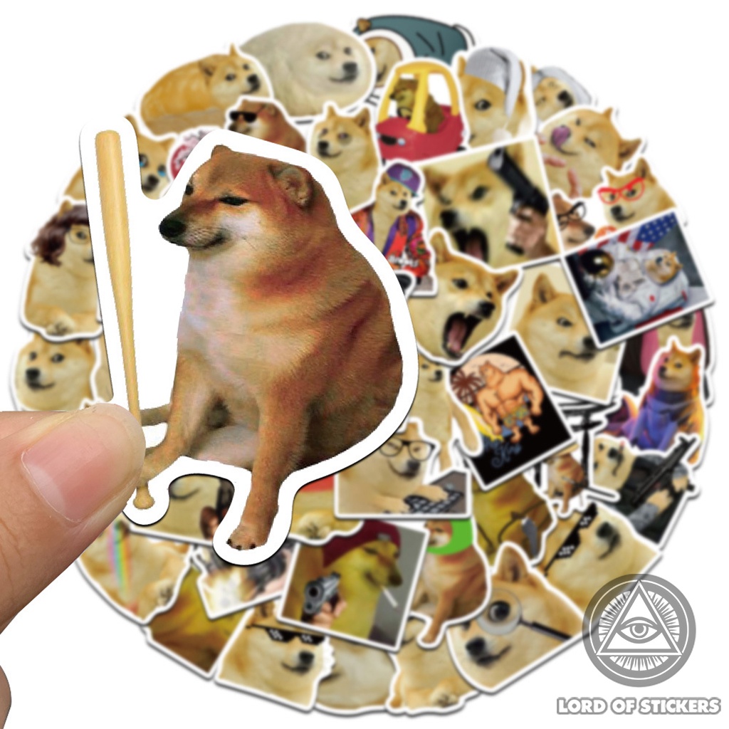 Set 50 Sticker Cheems Doge Meme Chó Vui Nhộn Hài Hước, Hình Dán Chống Thấm Nước Trang Trí Mũ Bảo Hiểm, Ván Trượt, Xe, Sổ