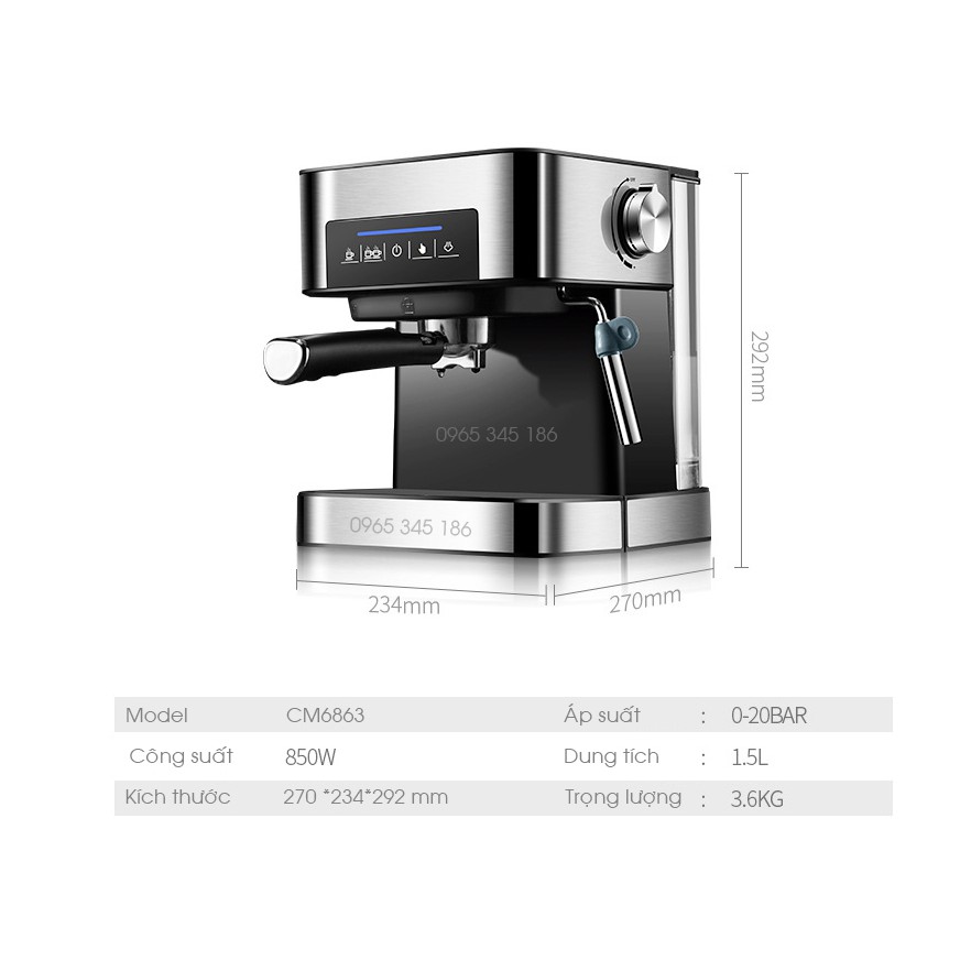Máy pha cà phê tự động CM6863 - máy cafe bán chạy 2021