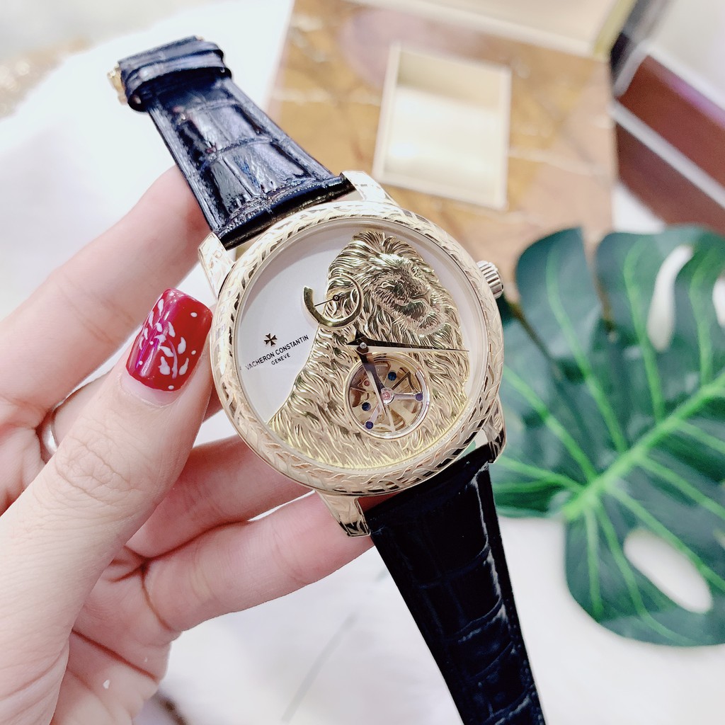 Đồng hồ cơ nam Vacheron mặt khắc sư tử siêu sang